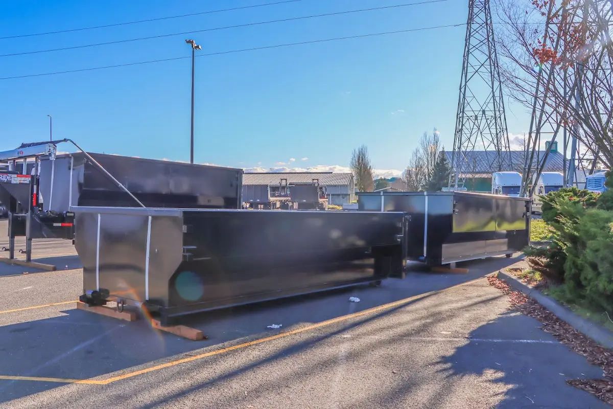 Roll-off dumpster ready for waste disposal at job site for Roofing Dumpster Rental in Missouri City